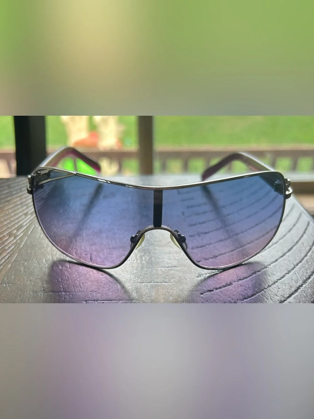 GUESS Blue and Purple Sunglasses with Original Cheetah Print Case